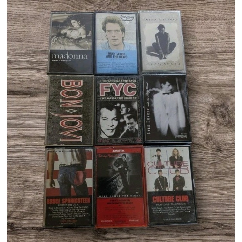 Lot Of 9 Cassettes Tapes 1980s Madonna Tracy Chapman Bon Jovi Rock Pop Vtg #1